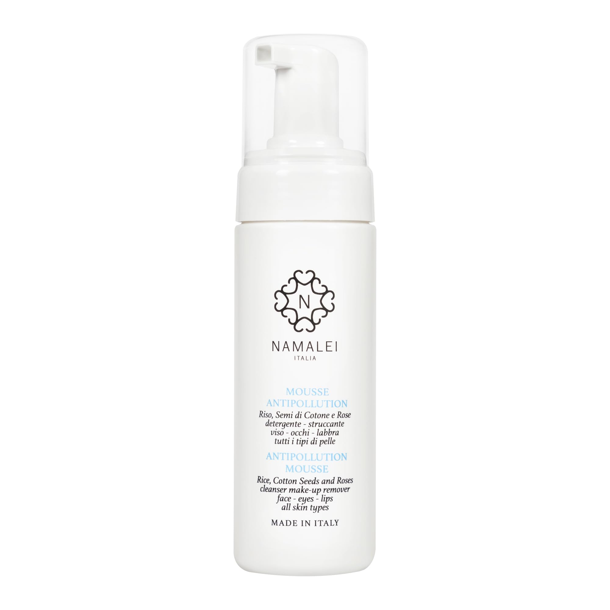 Mousse Antipollution Riso, Semi di Cotone e Rose, Detergente Struccante, Viso e Occhi, Pelle Fresca e Idratata, 150 ml