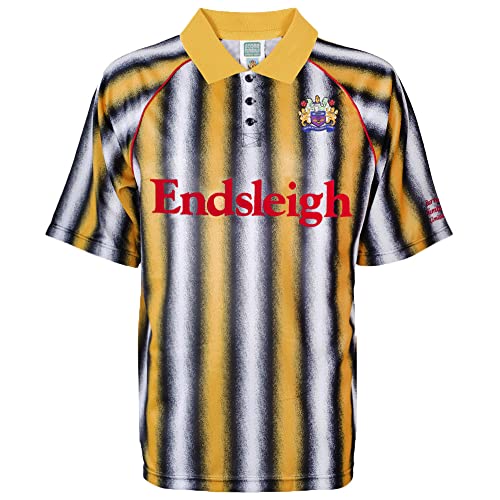Score Draw Burnley 1994 Wembley Away Retro Football Shirt Yellow/Wht/Blk Medium Polyester
