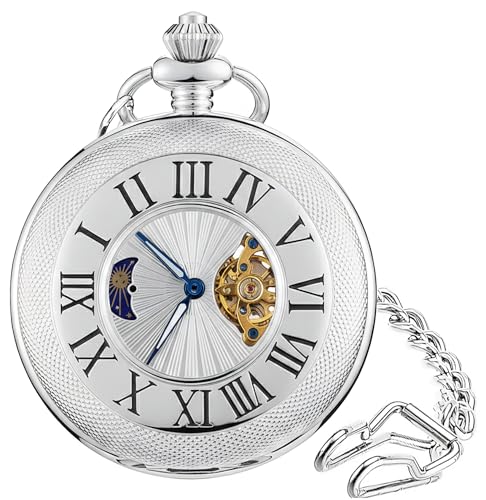 HOUSIA Vintage Mechanical Pocket Watch for Men - Moon Phase