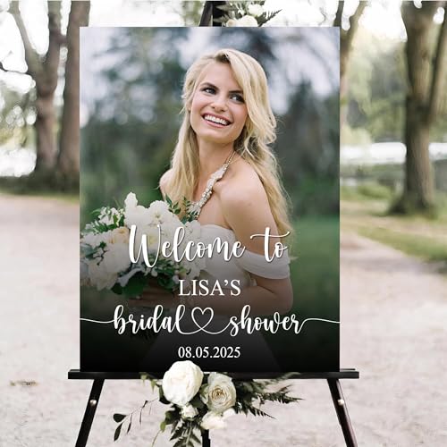 SZ-HaNoi Personalized Bridal Shower Sign with Photo, Modern Welcome Sign,