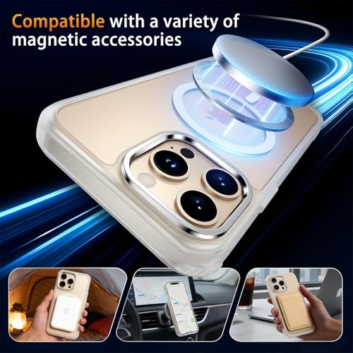 ZOYTONE Magnetic for iPhone 16 Pro Case, [Compatible with Magsafe] [Military-Grade Protection], [Translucent Matte] Anti-Scratch Back, Non-Slip, Shockproof Protective Phone Cover, Clear — view 6