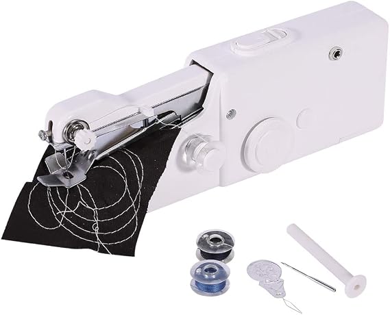 Handheld Sewing Machine, Portable Desktop Mini Sewing Machine Quick Stitch Cordless Sewing Tool for Kids Clothes, Fabric, Home Travel 8.15 x 2.87 x 1.34in