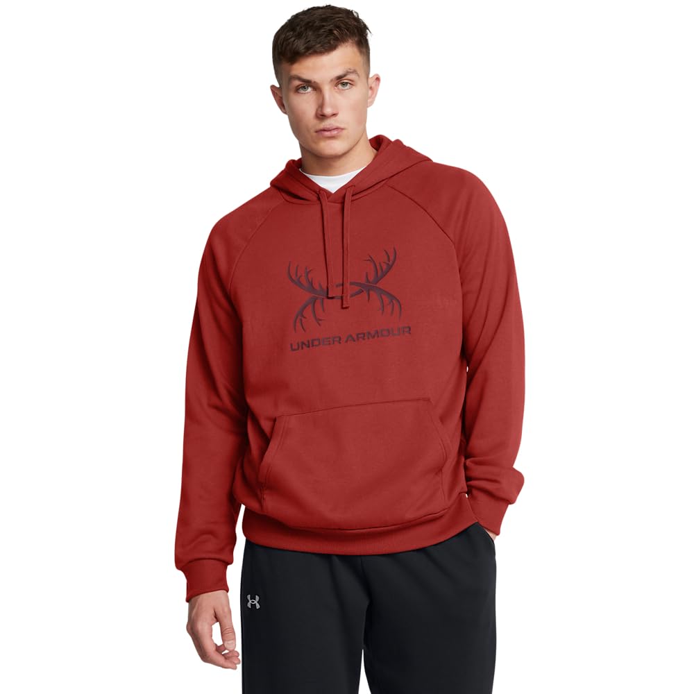 Under Armour Men's Rival Fleece Antler Wordmark Hoodie | Ultra-Soft Cotton-Blend Mens Sweatshirt | Hooded Athletic Pullover with Kangaroo Pocket