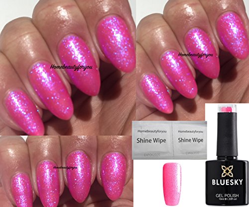 Bluesky Light Pink with Fine Lilac Glitter Nail Gel Polish SJ16 UV LED Soak Off 10ml