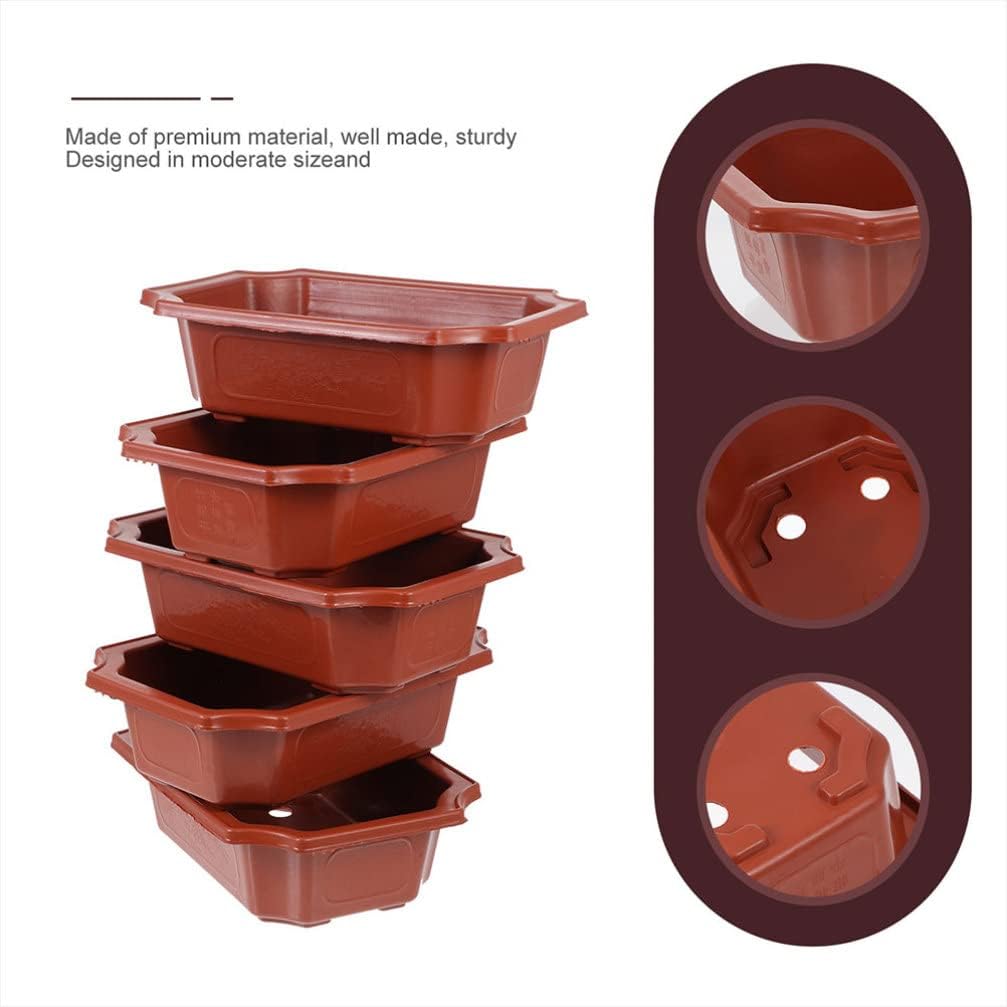 DOITOOL 10pcs Rectangular Bonsai Pots Plastic Flowerpot Plant Pot with Drainage Hole Bonsai Tree Succulent Windowsill Planter for Office Gardening, 9.44X6.49X3.14In