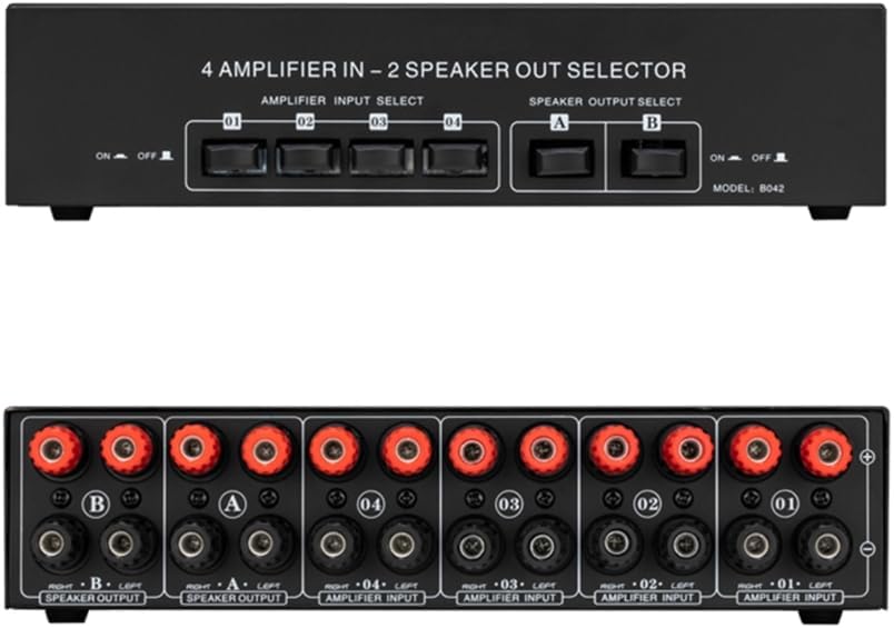 Audio Switcher Passive Speaker Manual Selector Splitter Box Audio Sharing (4-2)