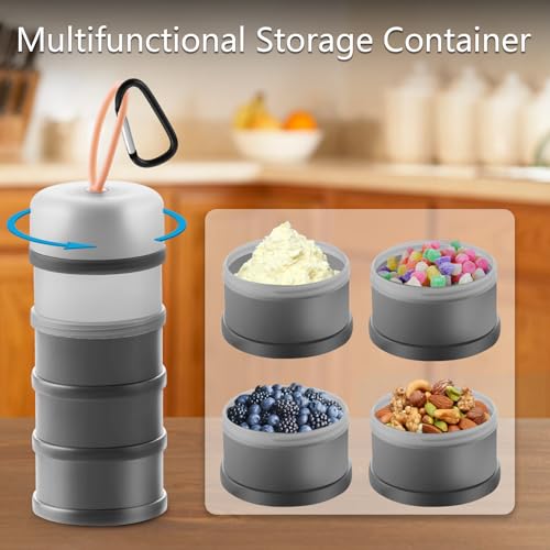 Miniatura 3 de Bakpoco Envases Para Proteína En Polvo, 4 Capas, Apilables, A Prueba De Fugas, Portátiles, Para Viajes, Fitness, Entrenamiento, Envases Para Proteína En Polvo Negro Blanco , 2 Unidades