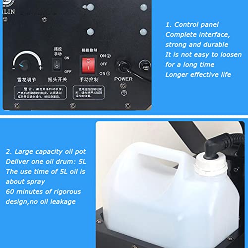 Máquina de nieve de 2000 W, con ángulo de 180°, control manual y remoto, incluye estuche de transporte y mando a distancia, ideal para fiestas y Navidad miniatura 6
