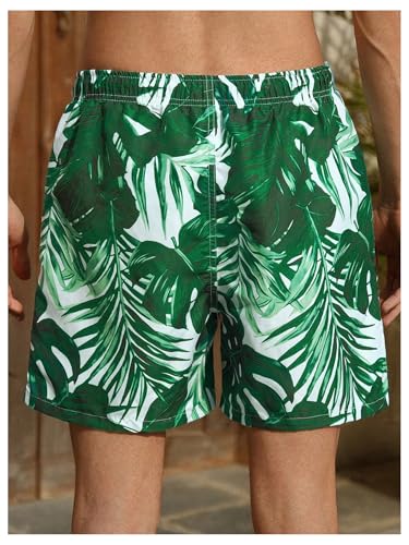 Verdusa Men's Tropical Print Drawstring Swim Trunks Straight Leg Beach Shorts2