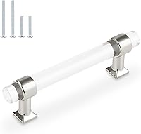 Vista 8 de Paquete de 25 Manijas de Gabinete de Cocina de Cristal Acrílico Orger, Manijas de Cajón con Acabado Cromado Plateado, Centros de Orificios de 3