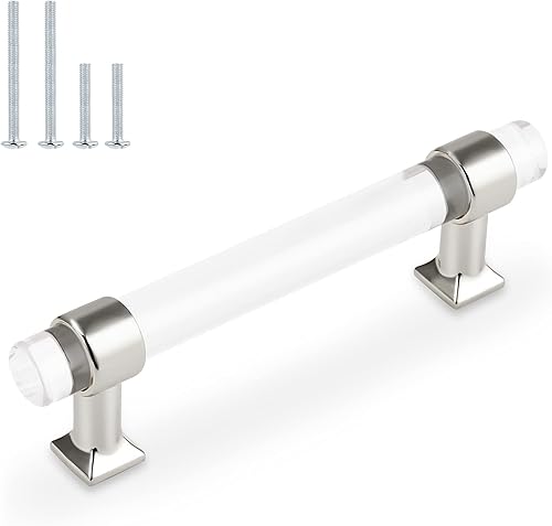 Miniatura 8 de Paquete de 25 Manijas de Gabinete de Cocina de Cristal Acrílico Orger, Manijas de Cajón con Acabado Cromado Plateado, Centros de Orificios de 3