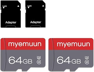 myemuun 64GB Micro SD Card 2-Pack, C10 High Speed, with Adapter for Smartphone, Tablet,Game Console,Security Camera and Da... Price In India