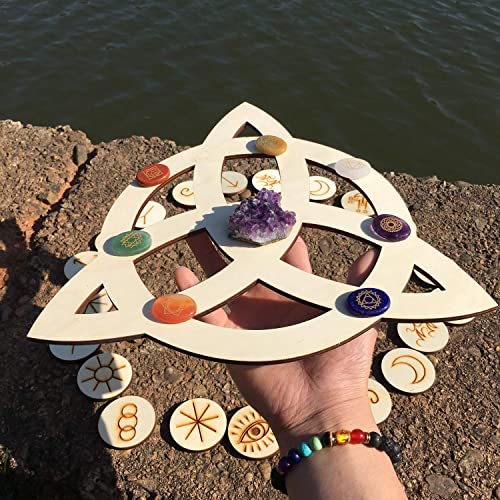 Simurg 11.5’’ Celtic Trinity Knot Wall Art Wooden Crystal Grid Triquetra Symbol Sacred Geometry Decor Home Decoration #TOP2