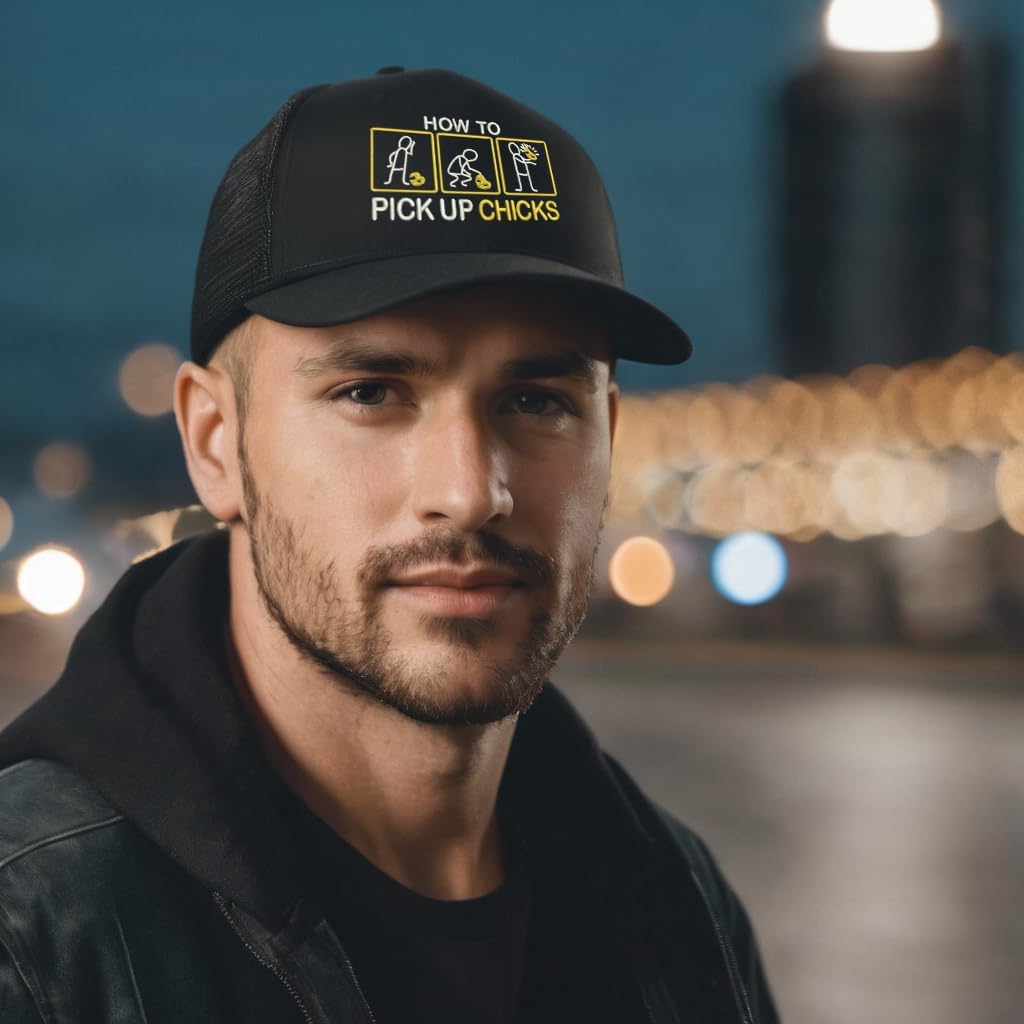 ALLNTRENDS How to Pick Up Chicks Hat Funny Embroidered Trucker Cap image 2