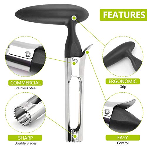 Foto von Apfelentkerner, Apfelkernausstecher 304 Edelstahl Apple oder Pear Core Entferner Werkzeug für Home & Küche, Premium Apple Entkerner mit scharfer gezackter Klinge Angle Handle