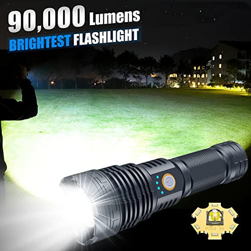Flashlight High Lumens Rechargeable, 90000 Lumens Super Bright Tactical Flashlights with Battery, 5 Modes, IPX6… - Image 3