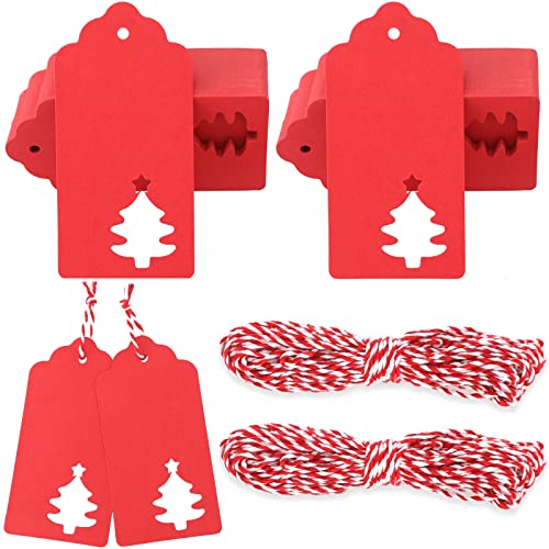 G2PLUS Rot Weihnachten Geschenkanhänger, Weihnachtsanhänger Papier...