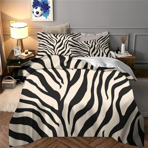 Housse de couette zèbre en microfibre 135x200cm avec fermeture éclair