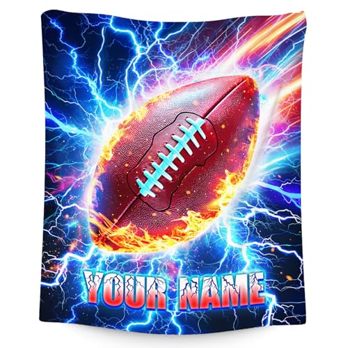 Football Blankets Gifts Custom Boys Blankets for Kids - Personalized Soft Throw Gifts for Adults Team Player (4 Sizes Choose)