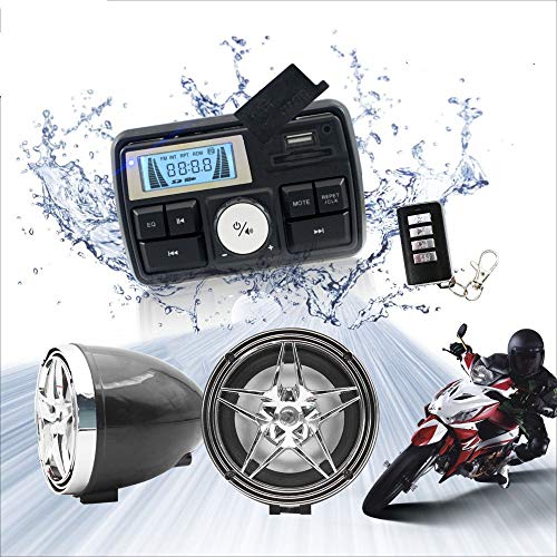 XYC 12V Radio 3 inch Motorcycle ATV UTV Golf Cart Waterproof Anti-Theft Bluetooth Speaker USB TF U Disk FM Radio Stereo System (Silver Star&Black)