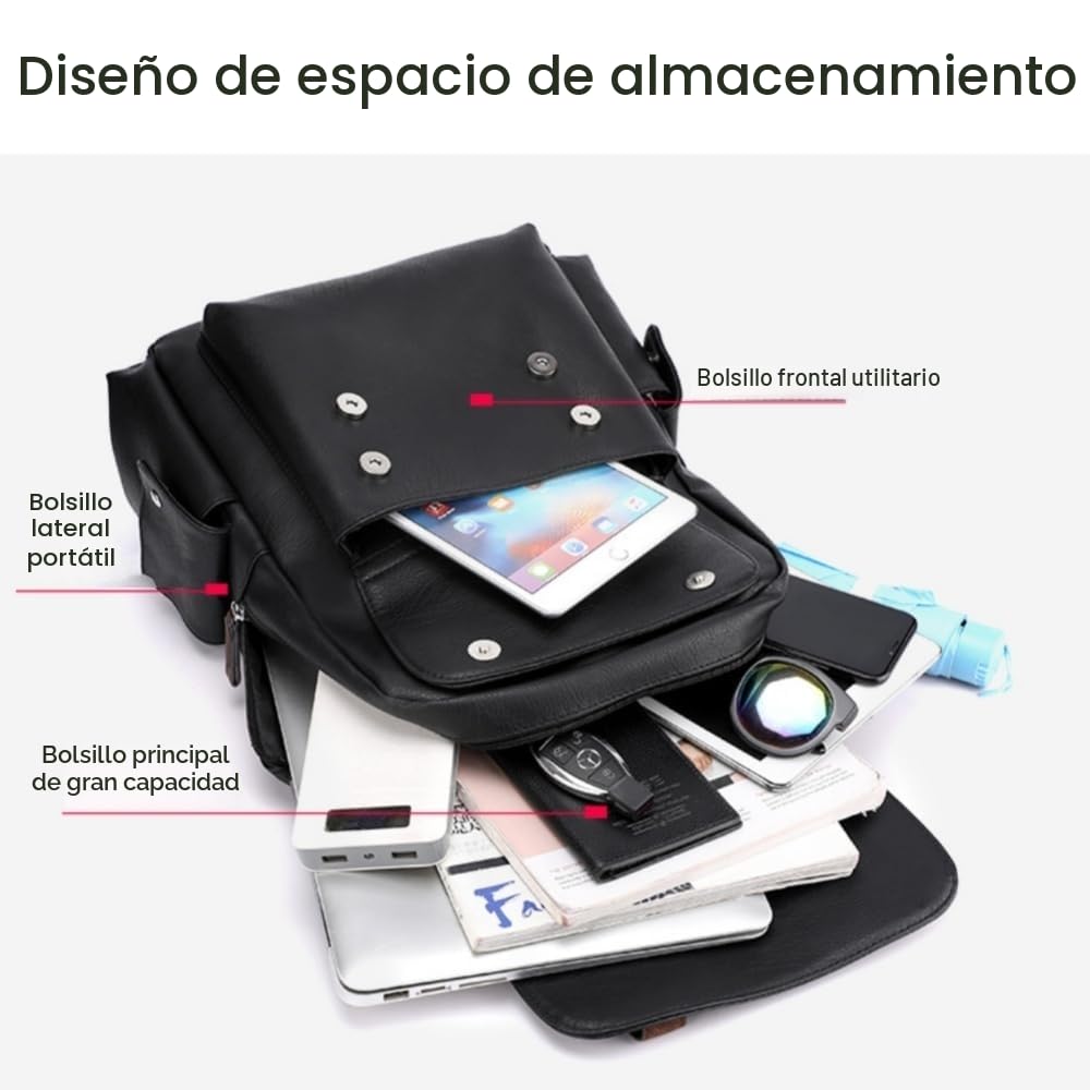 Mochila para hombre, gran capacidad, bolsa para laptop de 15.6 pulgadas, bolsa de hombro de piel sintética vintage para viajes y trabajo
