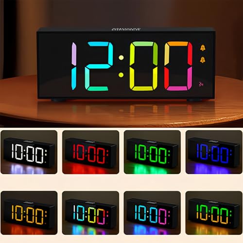 Reloj digital LED Laocoon con 8 luces nocturnas y modos regulables 4