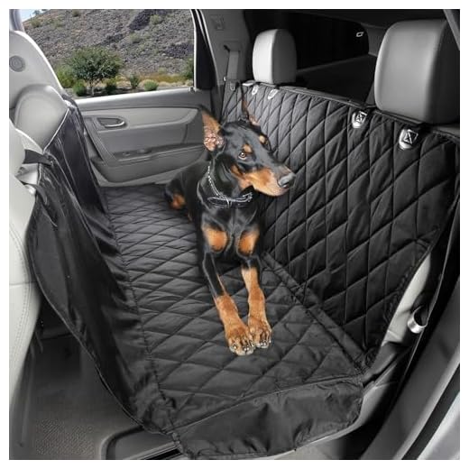 4Knines Dog Seat Cover with Hammock for Cars and SUVs - Heavy Duty, Non Slip, Waterproof (Regular, Black)