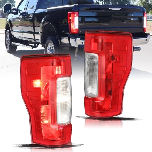 Image of Aosky Halogen Tail Light Assembly Compatible with 2017-2019 Ford F250 F350 Super Duty without Blind Spot Rear Taillight Brake Signal Lamp with Bulbs (Pair)