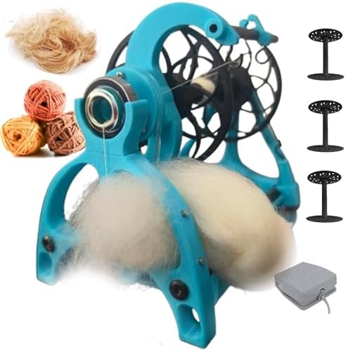 スマート電動スピニングホイール - フットスイッチ付き大容量糸スピナー、12Vドラムカーダー、速度調整、3スプール、正/逆方向 - 