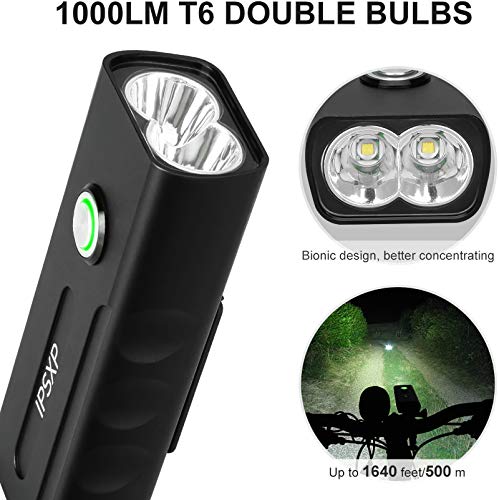 IPSXP Lumiere Velo,Autonomie des Phares 20+ Heures Lampe Velo LED Puissantes,USB Rechargeable Avant & Arrière,Étanche IPX5,Plusieurs Modes,Phare de Vélo pour Cyclysme VTT, VTC, Bicyclette, etc - Image 5