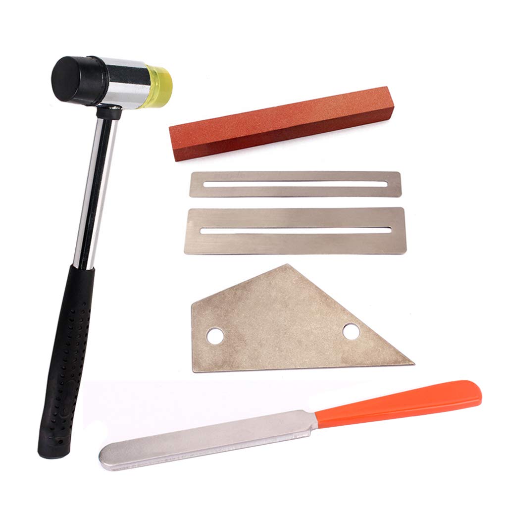 RuiJOTWAT Guitar Tool Kit, Guitar Fret Crowning File, Double Guitar Bass Fret Wire Hammer, Stainless Steel Fret Rocker