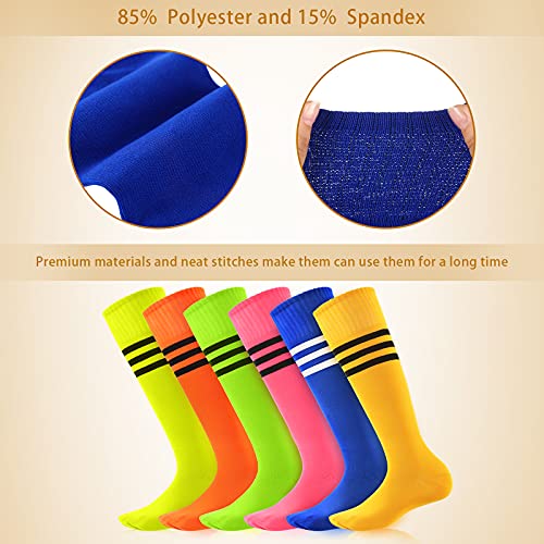 SATINIOR Six Pair Striped Over the Knee Soccer Socks #TOP26