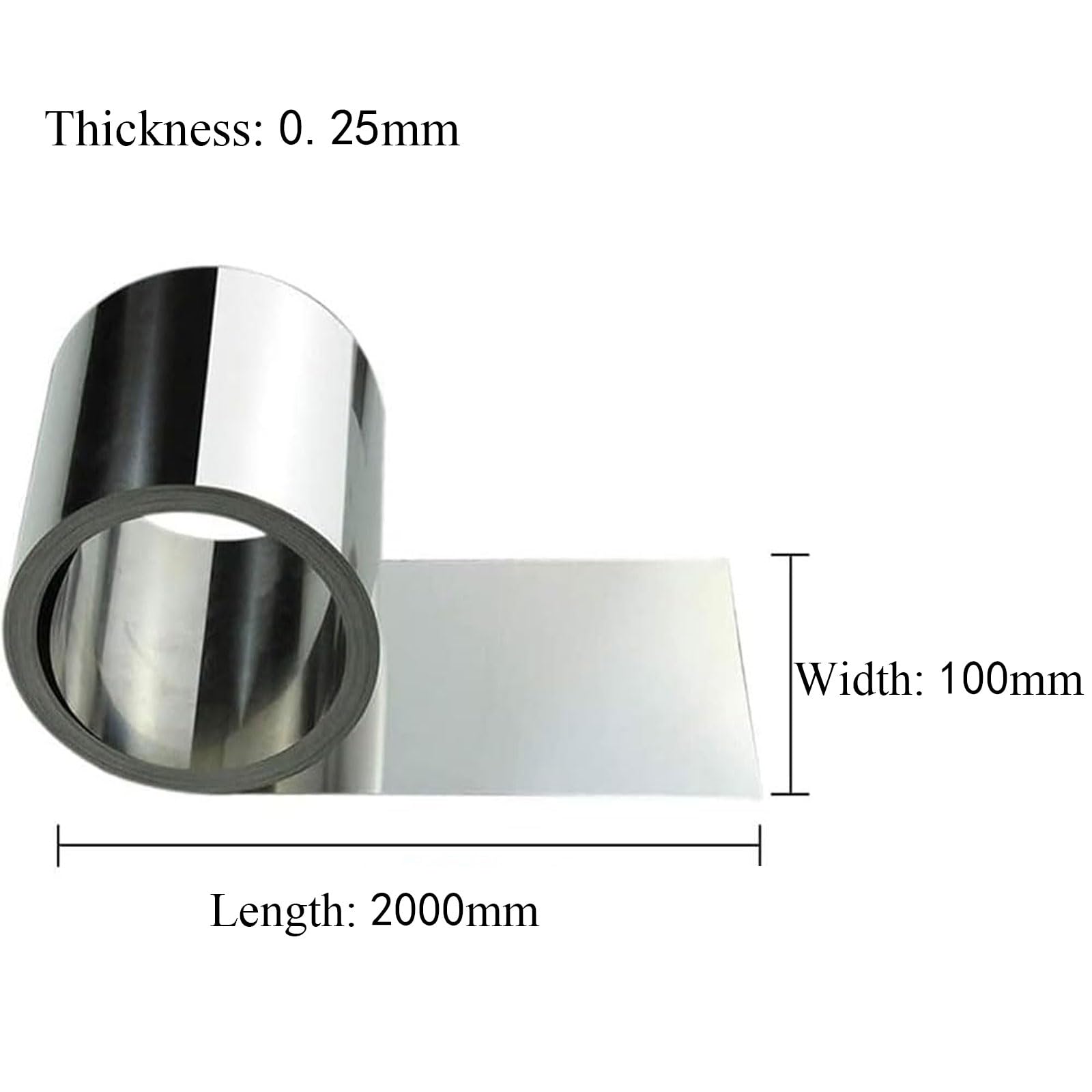 Produktbild von FUPOHUA Edelstahlfolienstreifen 304 – 1 Meter Lang, 0,1–1 Mm Dick, Breite 10–100 Mm – Vielseitig, Rostfrei, Hitzebeständig, Ideal Für DIY & Reparaturen
