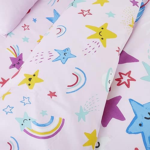 Catherine Lansfield Happy Stars Easy Care Single Duvet Set Pink
