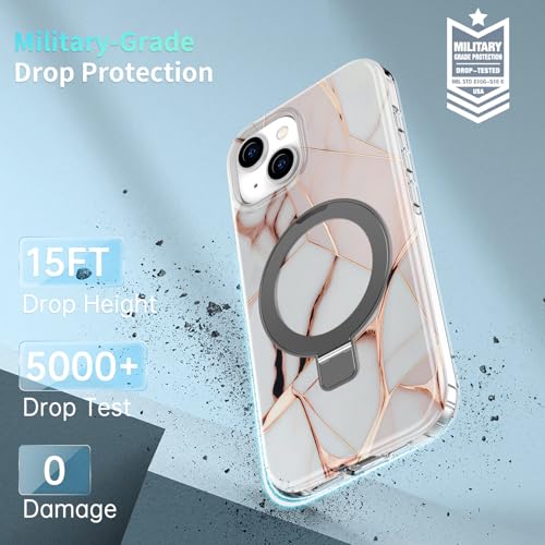 Coque iPhone 15 Plus marbre doré avec support pour éviter les chutes - 7