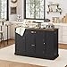 HOSTACK Kitchen Island Cart with Storage, 47'' Kitchen Storage Island on Wheels with 2 Drawers, Rolling Island Table with Adjustable Shelves, Mobile Buffet Sideboard Cabinet for Dining Room, Black