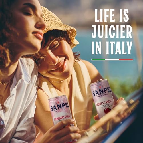 Image of Sanpellegrino Crafted Soda Italiana, Strawberry Crema, 24 Pack | Italian soda with real fruit juice, 0g added sugar, <20 calories, and Vitamin B6 & Magnesium for feel-good moments.