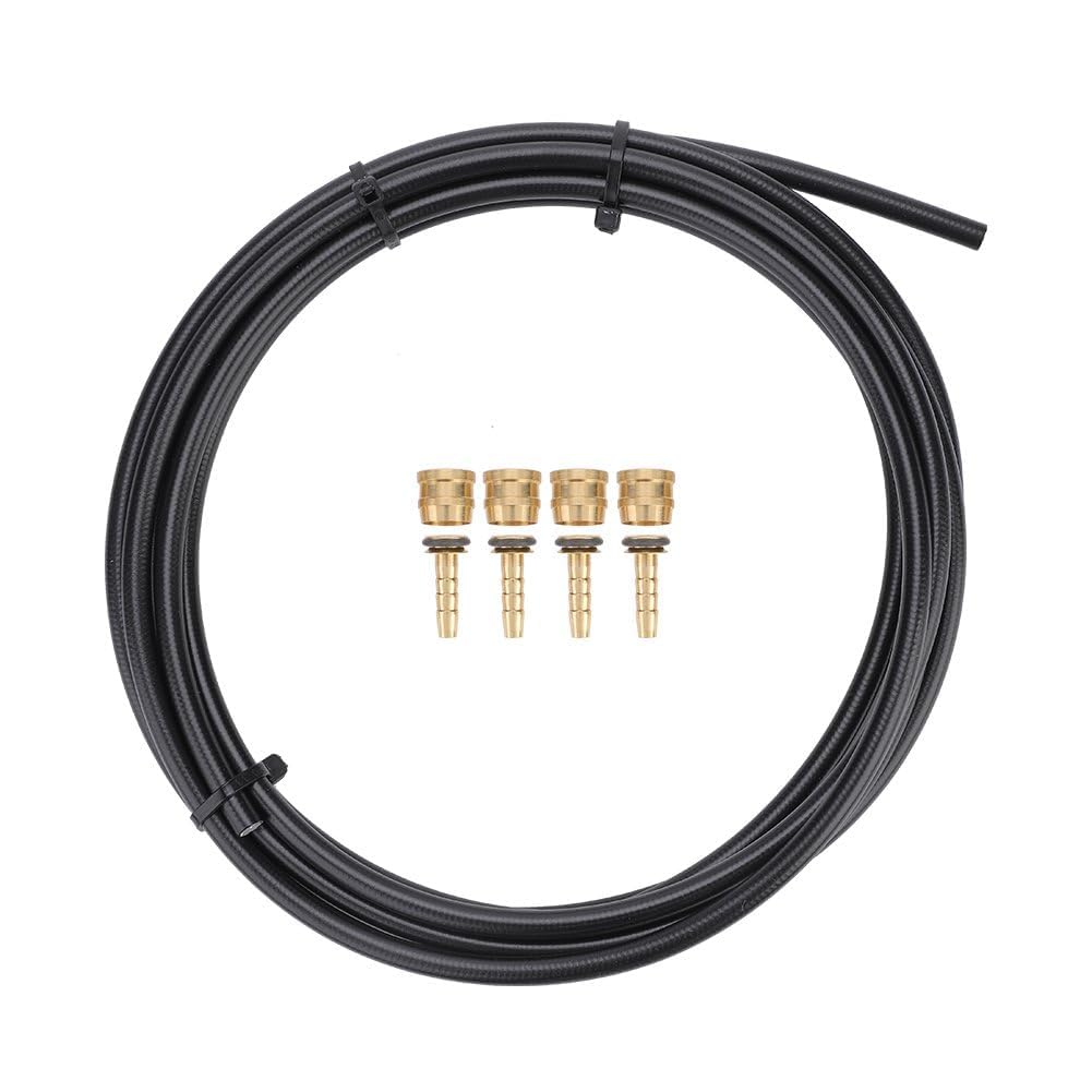 HERCHR 3m / 9.8ft Disc Brake Pipe, 5.4mm / 0.21in Diameter Bicycle Brake Tube Hydraulic Brake Oil Tube with 4 Olives 4 Connector Inserts Bike Hydraulic Disc Brake Hose for Mountain Bike