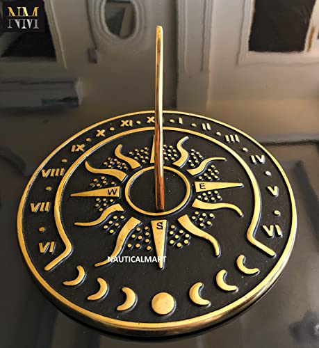 Nautical-Mart Brass Garden Sundial Clock - 8.5” Diameter Sundial Clock With Polished Brass Highlights #TOP5