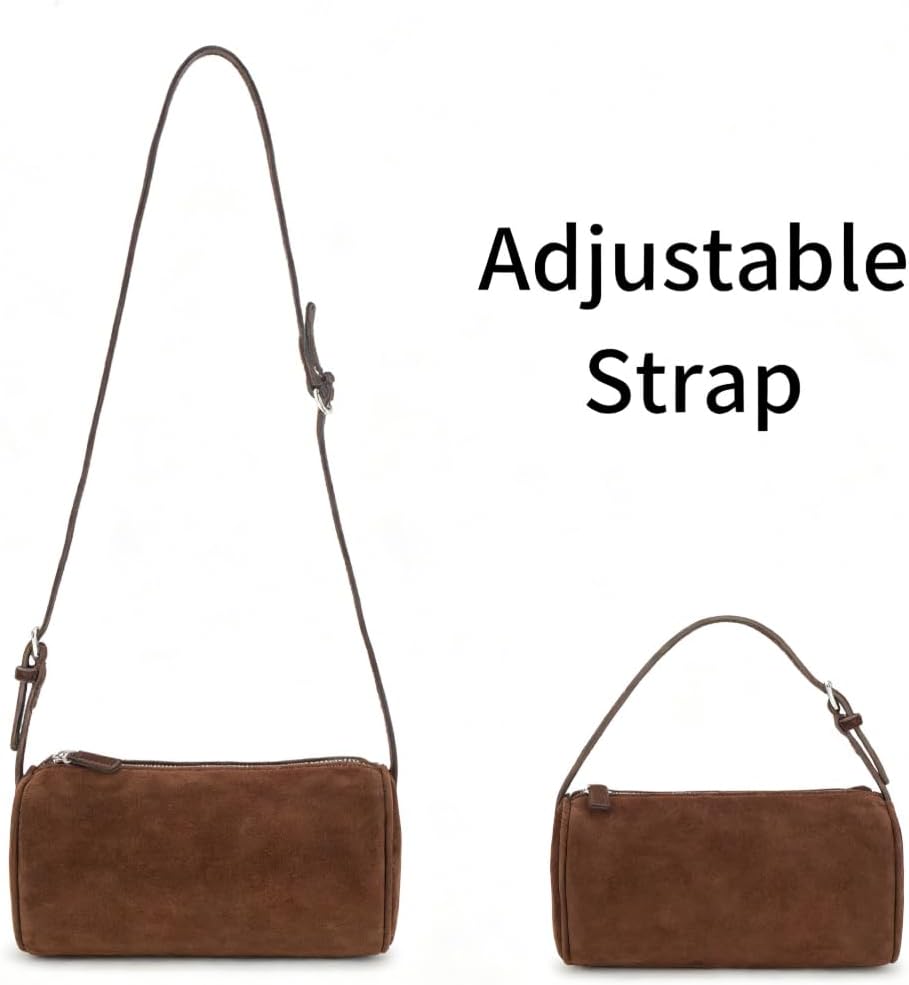 Genuine Leather Barrel Crossbody Bag, Top Handle Purse for Women, Shoulder Handbag with Adjustable Strap - Image 5