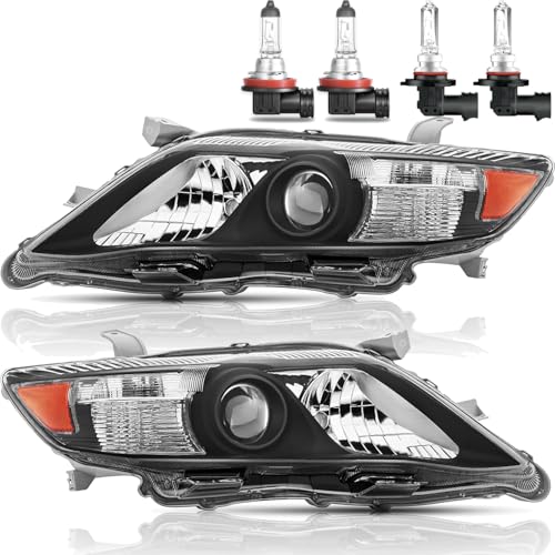 Image of Headlights for 2010 2011 Toyota Camry SE LE XLE Base 4-Door Sedan | Halogen Headlights for 2010-2011 Toyota Camry SE LE XLE Base Sedan, Black Housing (US Version Only, NOT fit hybrid models)