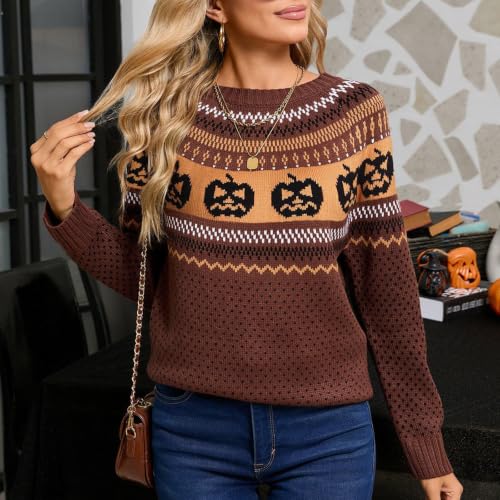 Vintage Sweater for Women Trendy Halloween Knit Pullover Winter Warm Tops - image 5