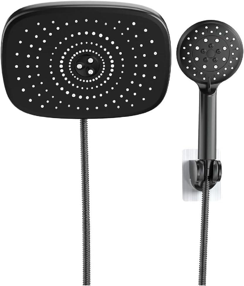 Veken 10" Black Shower Head & 10" Black All Metal Shower Head