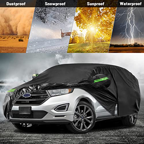 Image of Waterproof Car Cover Compatible with 2007-2025 Ford Edge, 6 Layers All Weather Edge Car Covers with Zipper Door for Snow Rain Dust Hail Protection