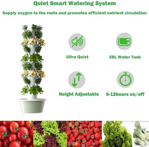 Vertical Hydroponic Tower Growing System - 9-Layer Indoor/Outdoor Garden for Herbs & Vegetables, Complete Plant Germination Kit for Home Farming and Houseplants