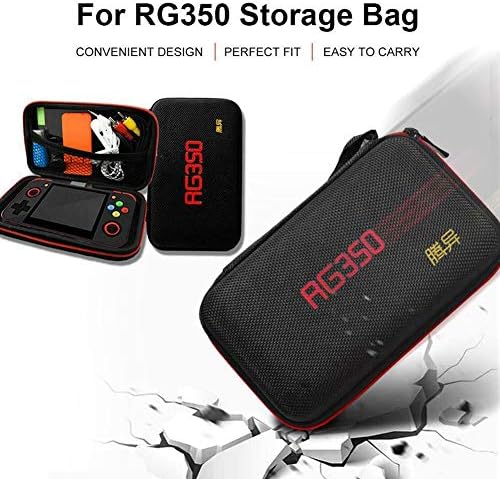 Tongdejing Hard EVA Carrying Case for RG350, Retro Protective Game Console Bag with Lanyard, Travel Protective Cases for Game Console & Accessories(black)