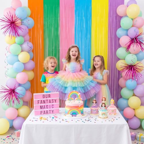 Image of TONIFUL 2Pcs Pastel Color Metallic Tinsel Foil Fringe Curtain Streamer