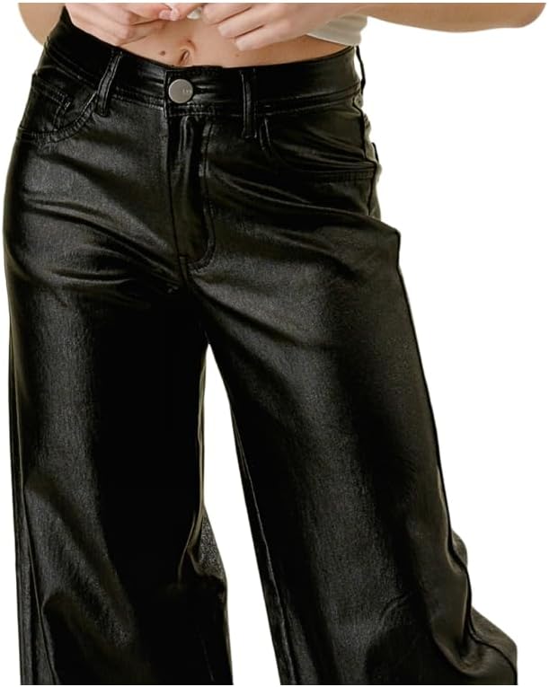 LOVER BRAND FASHION Women's High Waisted Super Stretch Faux Leather Wide Leg Pants Multiple Colors for Trendy Looks Jeans - Image 4