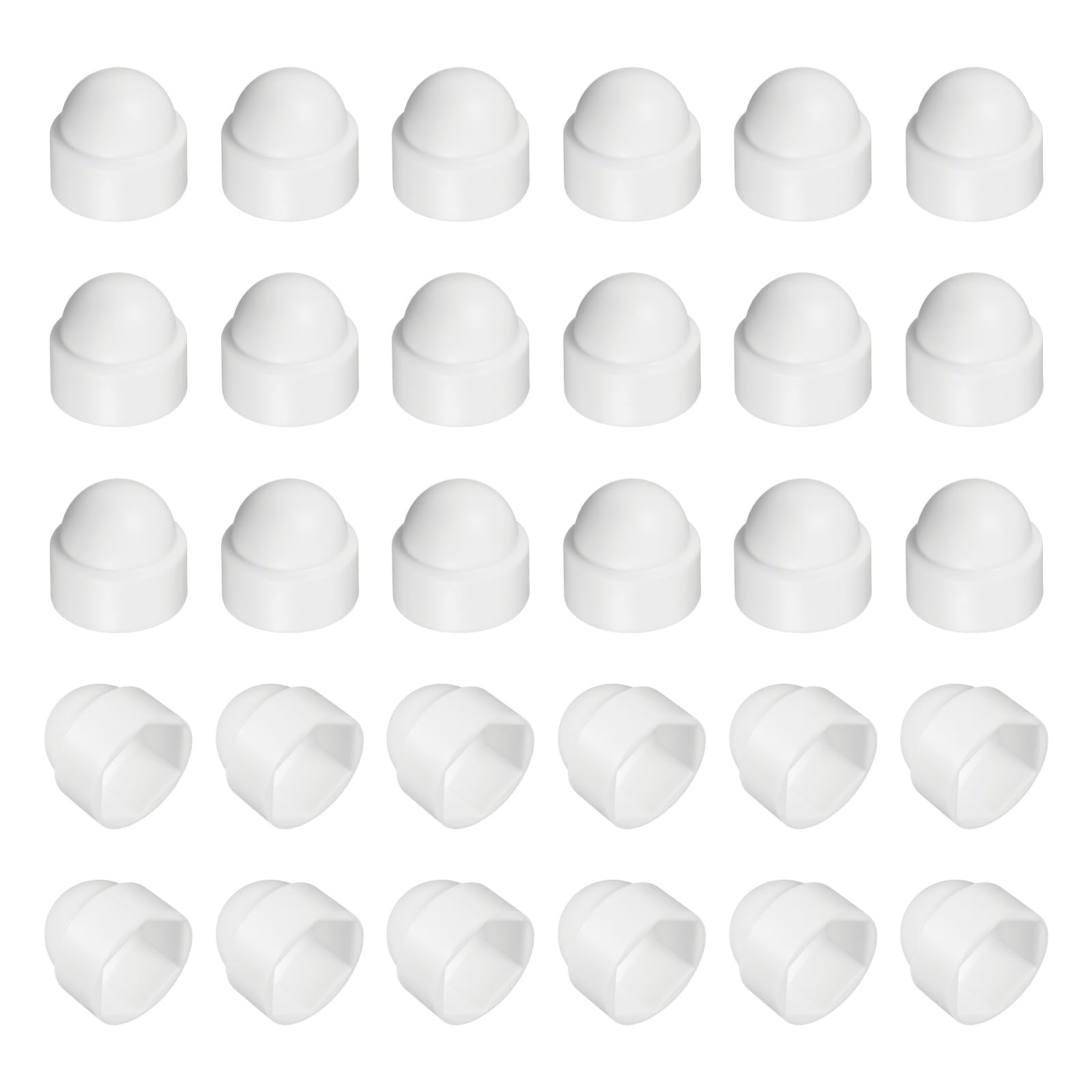 sourcing map Nut Protection Cap, 30Pcs M14x21x24mm - Plastic Hexagonal Screw Protection Cap, Dome Acorn Hex Head Bolt Covers, Waterproof Decorative Caps (White)