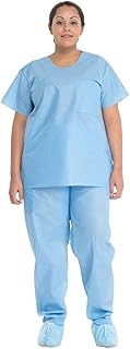 Halyard 69702 Scrub Shirt, 3-Layer SMS Fabric, Blue, Large, Pack of 48